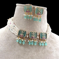 Jewel Addiction Pota Stone Pearl And Beads Choker Necklace Set