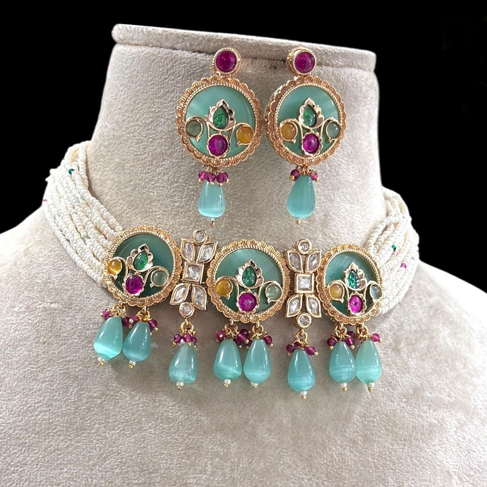Jewel Addiction Pota Stone Pearl And Beads Choker Necklace Set