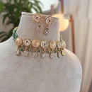 Jewel Addiction Drape in Shine Crystal Stone And Pearl Meenakari Necklace Set
