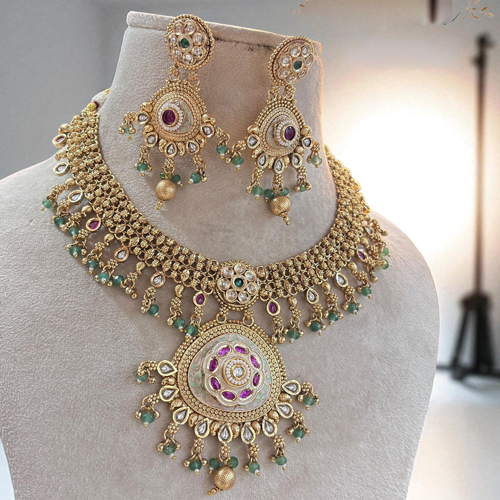 Jewel Addiction Bold & Beautiful Pota Stone And Pearl Fashion  Necklace Set