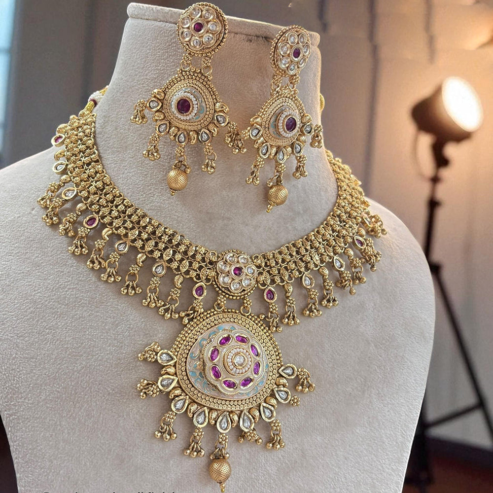 Jewel Addiction Bold & Beautiful Pota Stone And Pearl Fashion  Necklace Set