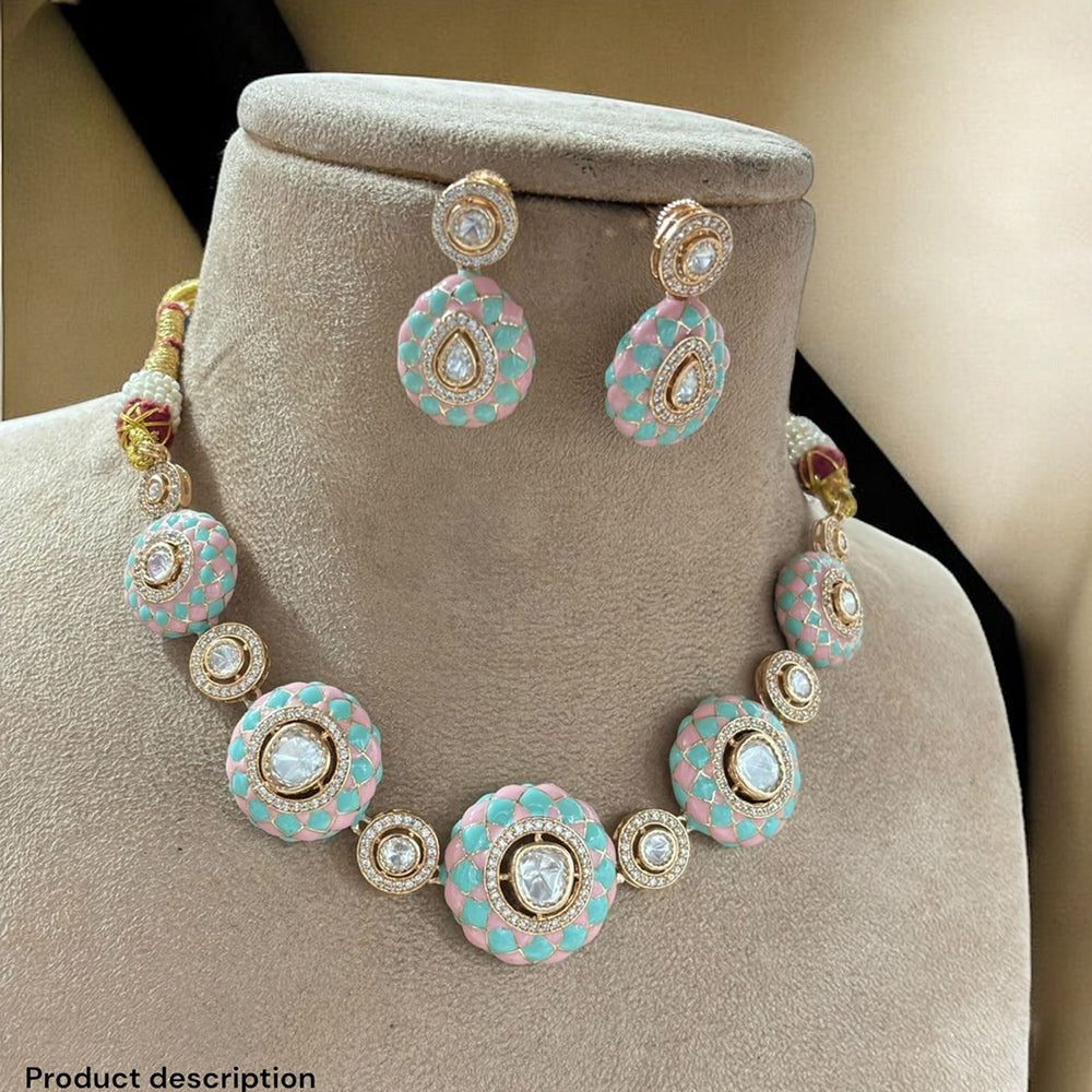 Jewel Addiction Color & Shine Crystal And Austrain Stone Meenakari Necklace Set