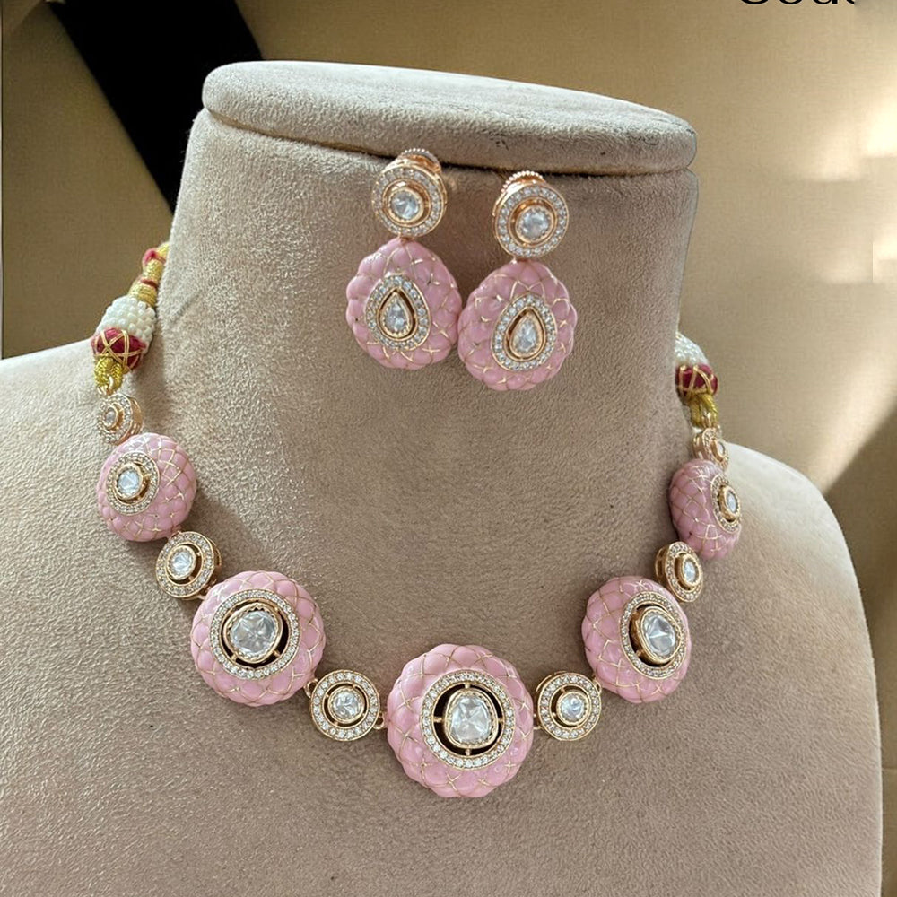 Jewel Addiction Color & Shine Crystal And Austrain Stone Meenakari Necklace Set
