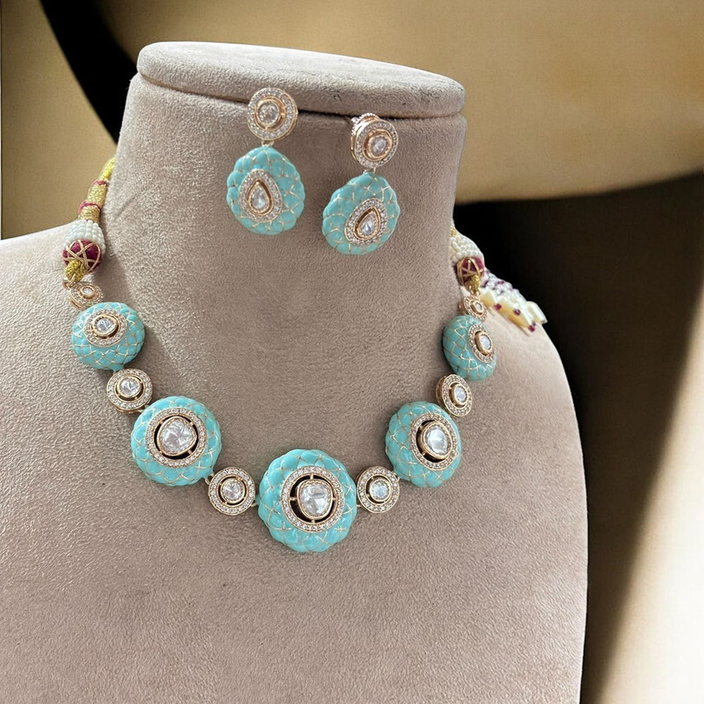 Jewel Addiction Color & Shine Crystal And Austrain Stone Meenakari Necklace Set