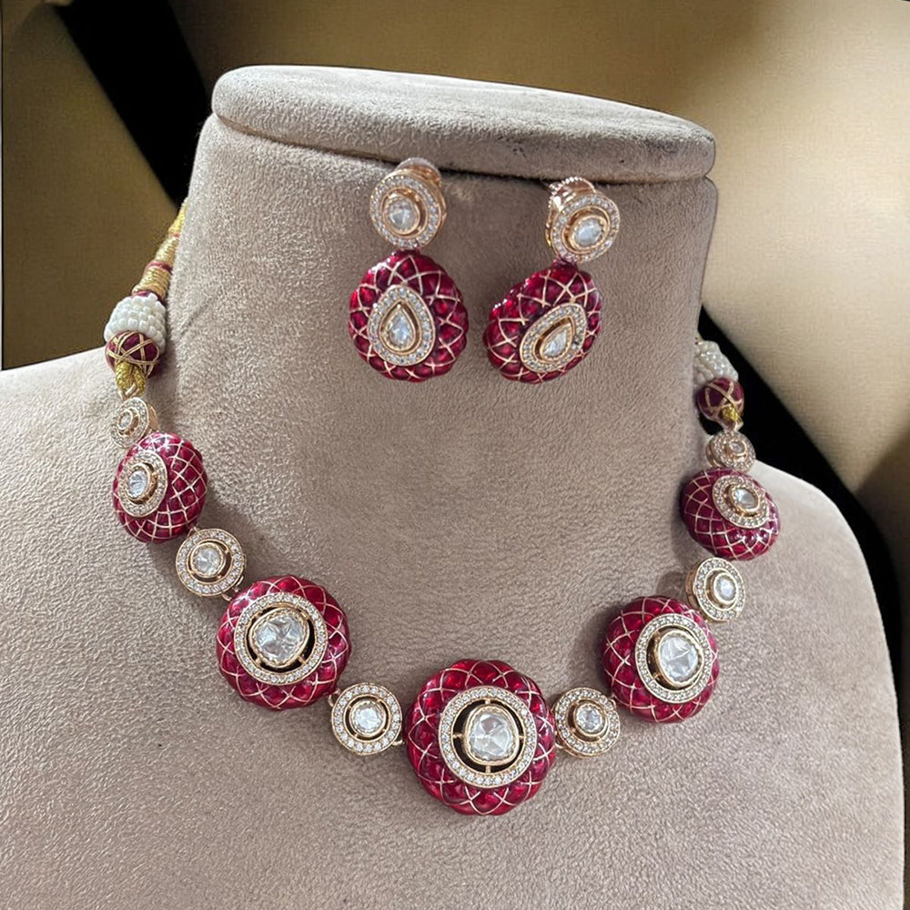Jewel Addiction Color & Shine Crystal And Austrain Stone Meenakari Necklace Set