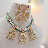 Jewel Addiction Luxe Bling Kundan Stone And Pearl Fusion Necklace Set