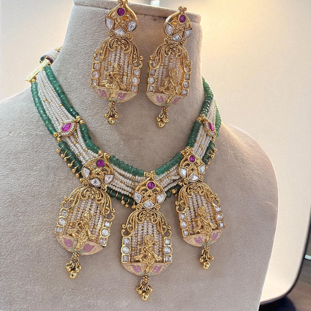 Jewel Addiction Glow Queen Look Kundan Stone And Pearl Statement Necklace Set