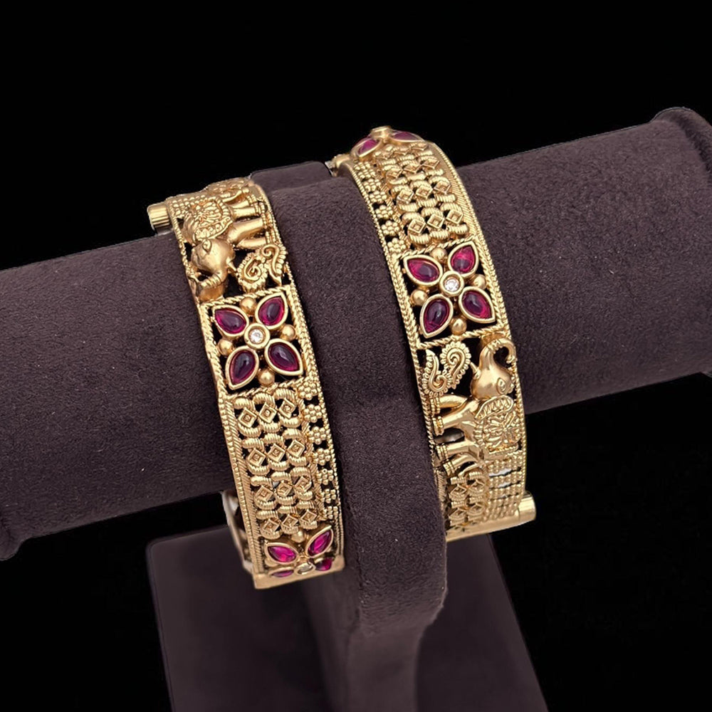 Jewel Addiction Bold Glam with Easy Wear Pota Stone Openable Bangle Set