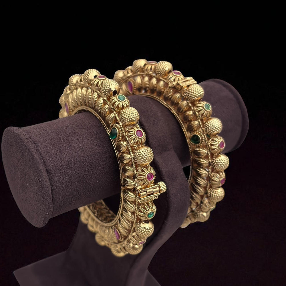 Jewel Addiction Bold Glam with Easy Wear Pota Stone Openable Bangle Set