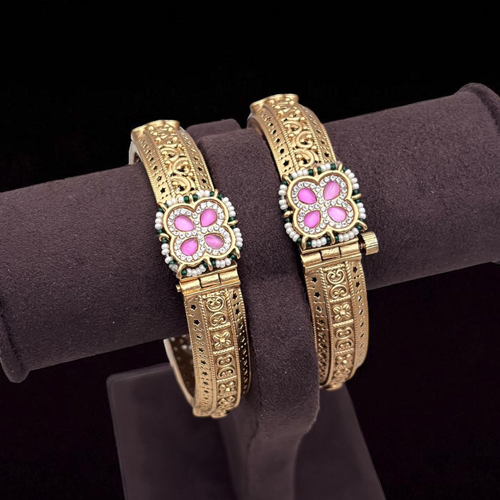 Jewel Addiction Chic Fusion of Tradition and Trend Pota And Pearl Openable Bangle Set