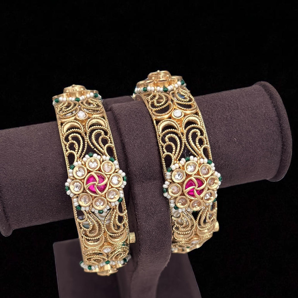 Jewel Addiction Fashion Pota Stone Andf Pearl Openable Bangle Set