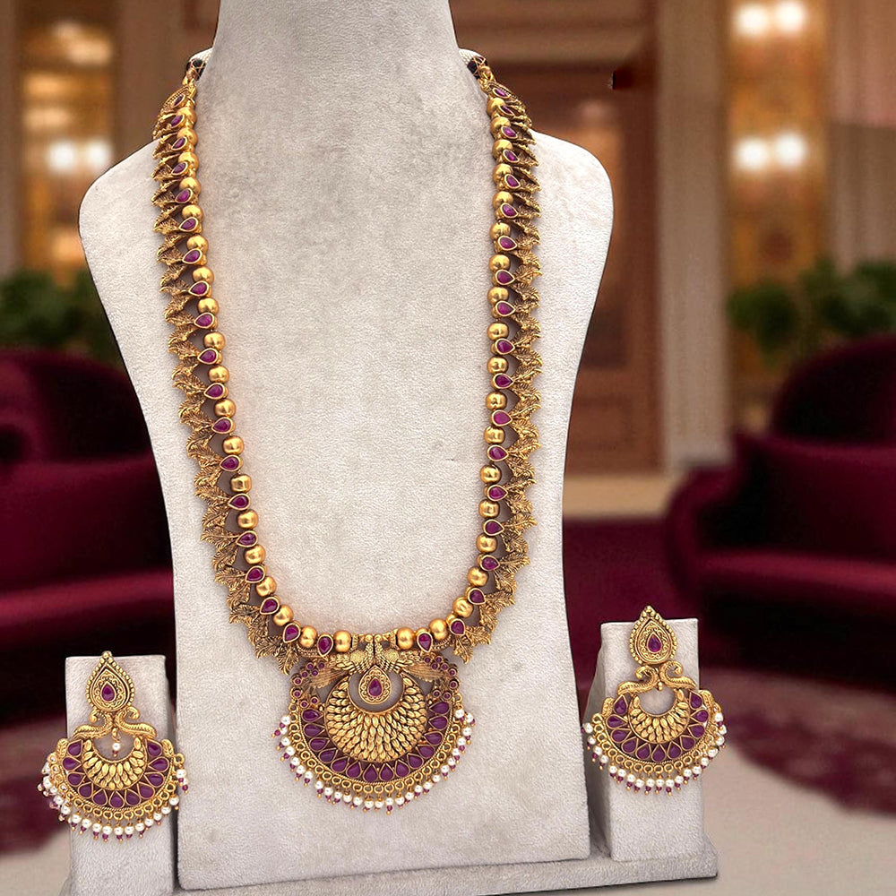 Jewel Addiction Graceful Glamour Pota Stone And Pearl Long Necklace Set