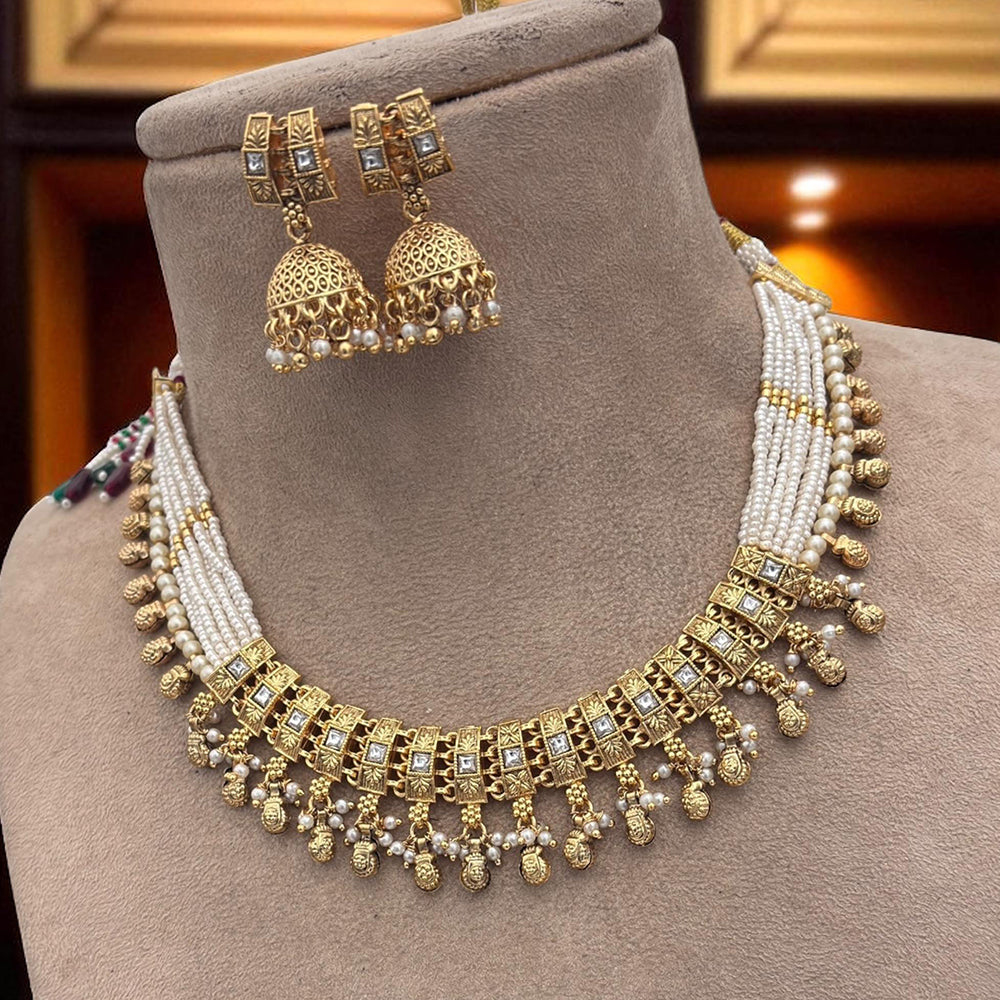 Jewel Addiction Traditional Pota Stone And Pearl Necklace Set