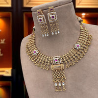 Jewel Addiction Traditional Pota Stone And Pearl Necklace Set