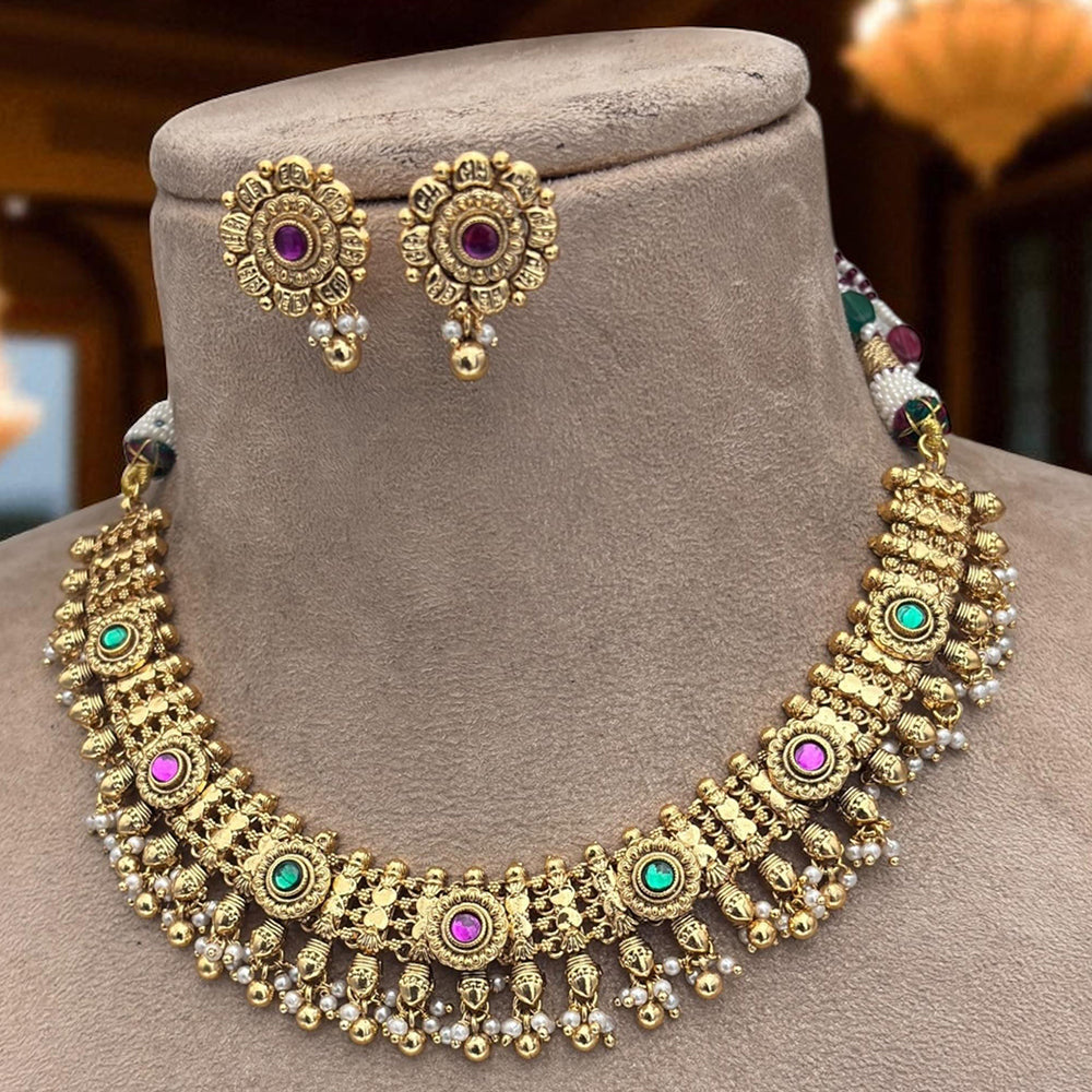 Jewel Addiction Copper Finish Pota Stone Necklace Set