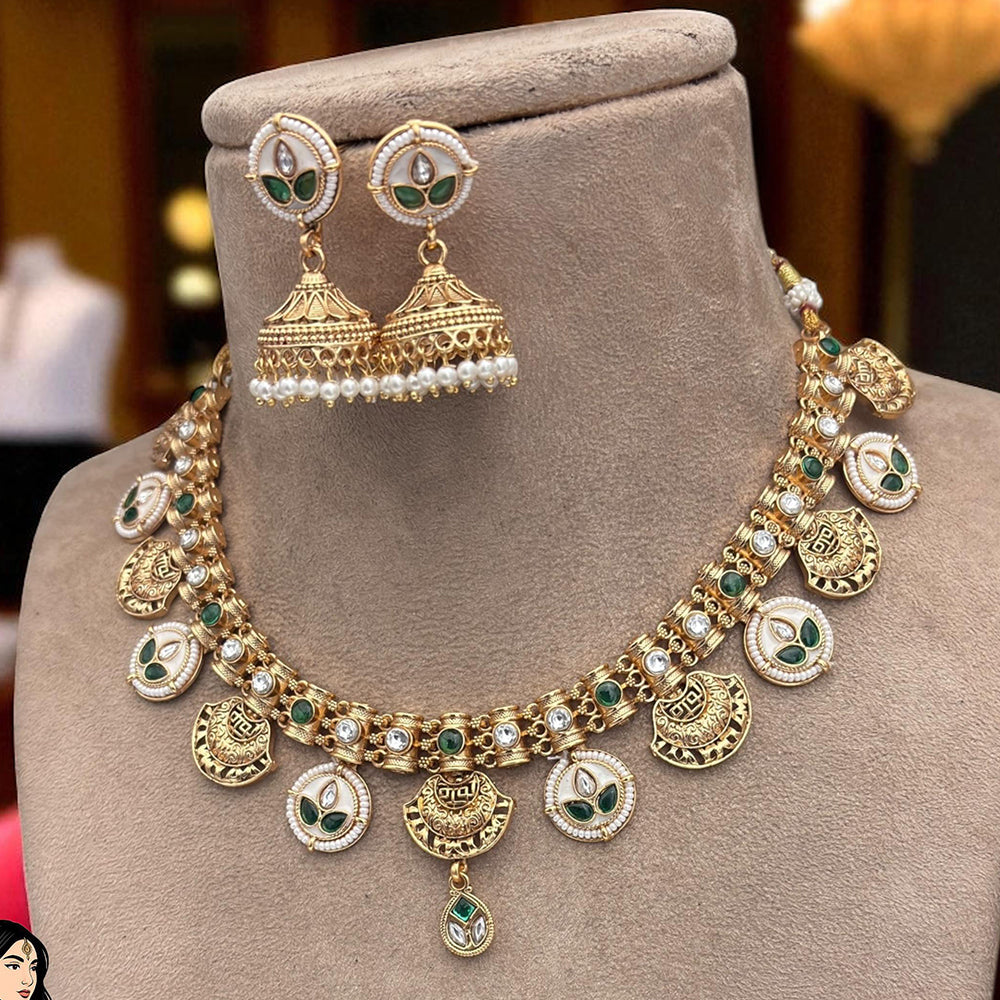 Jewel Addiction Copper Finish Pota Stone Necklace Set
