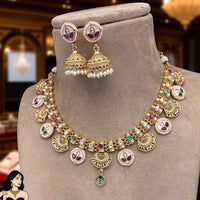 Jewel Addiction Copper Finish Pota Stone Necklace Set