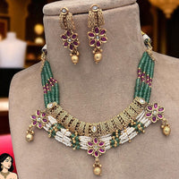 Jewel Addiction Copper Finish Pota Stone Necklace Set