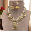 Jewel Addiction Ethnic Necklace Set Elegant Pota And Pearl  with Copper Finish
