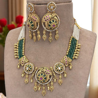 Jewel Addiction Ethnic Necklace Set Elegant Pota And Pearl  with Copper Finish