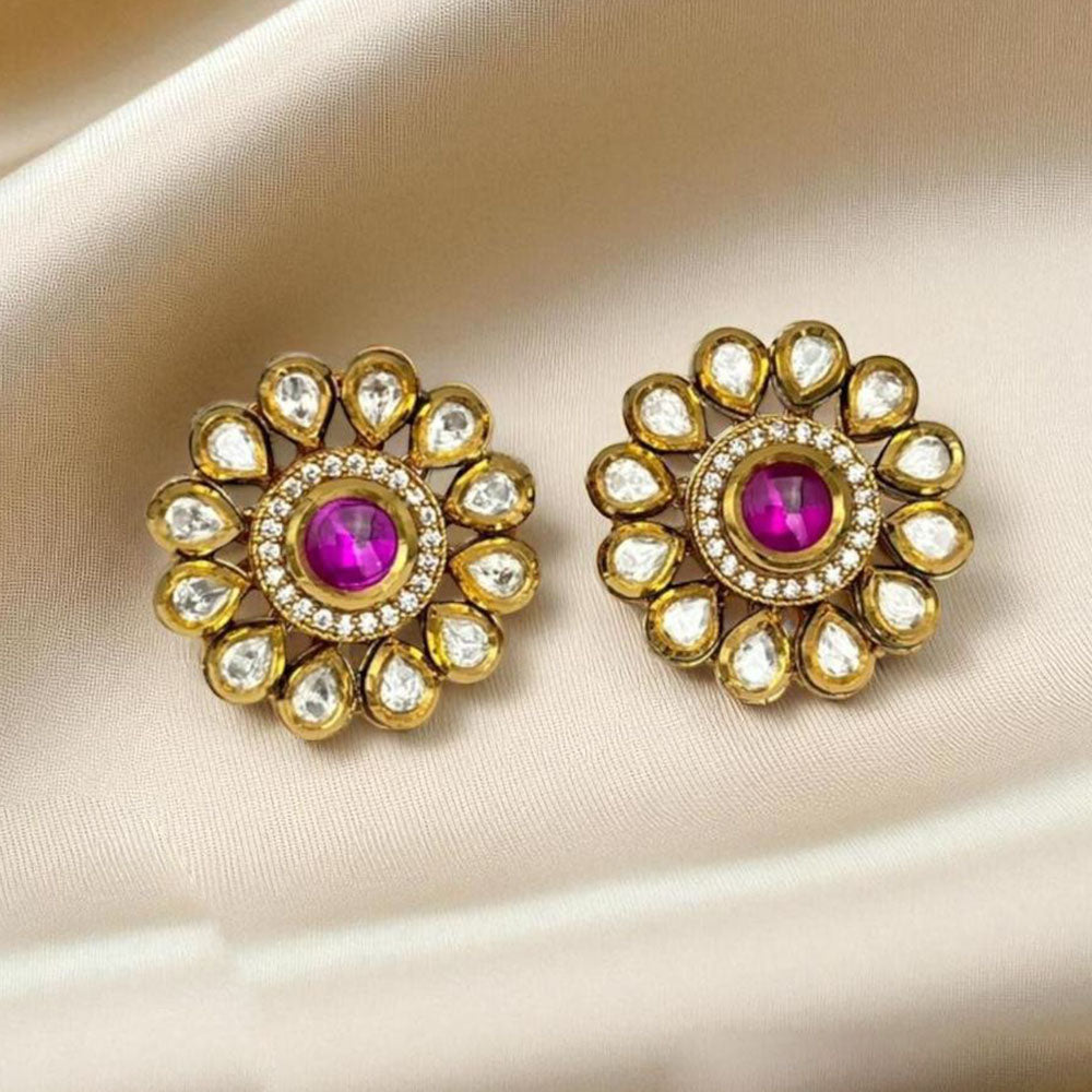 Jewel Addiction Stylish Pota Stone Stud Earrings