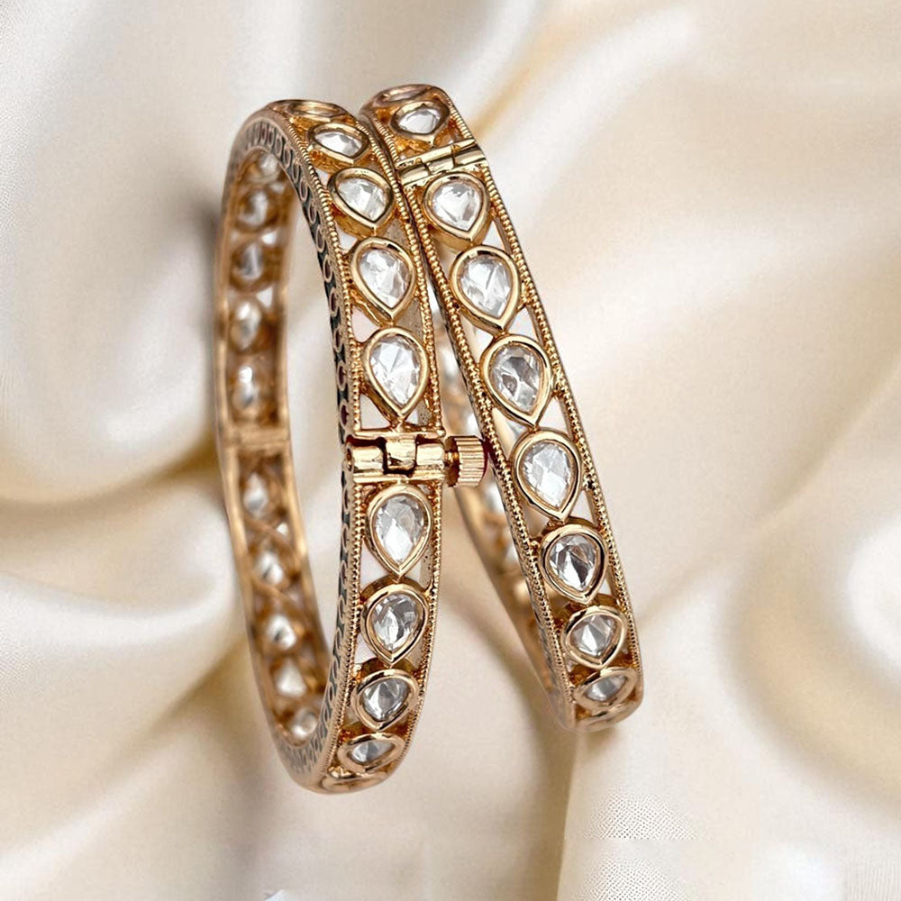 Jewel Addiction Wedding Glow Openable Bangles With Polki Kundan Touch