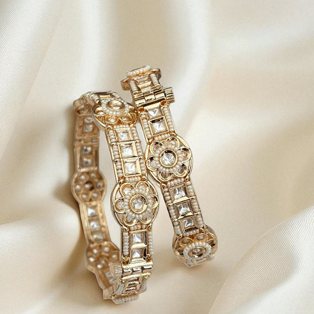 Jewel Addiction Wedding Glow Openable Bangles With Polki Kundan Touch