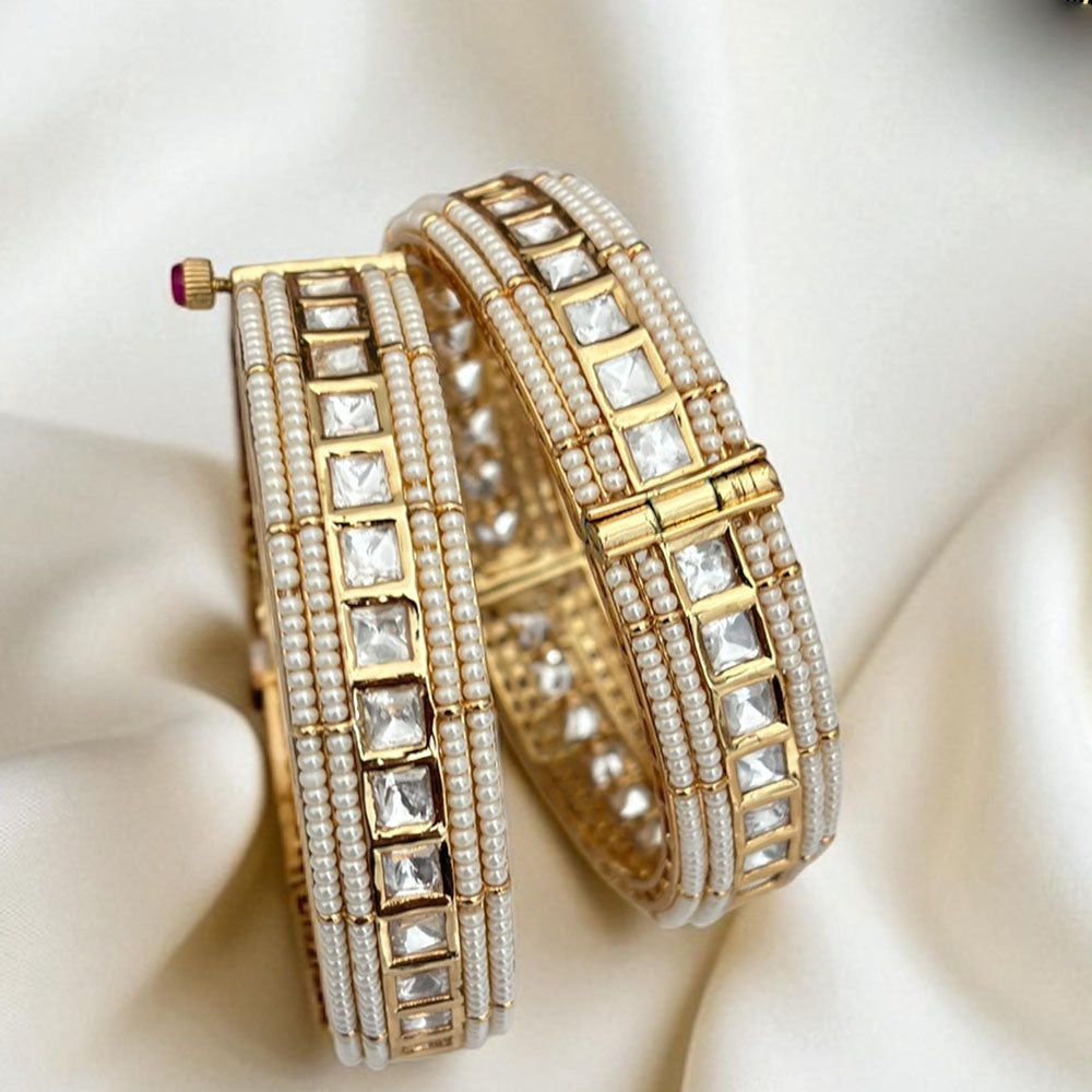 Jewel Addiction Wedding Glow Openable Bangles With Polki Kundan Touch