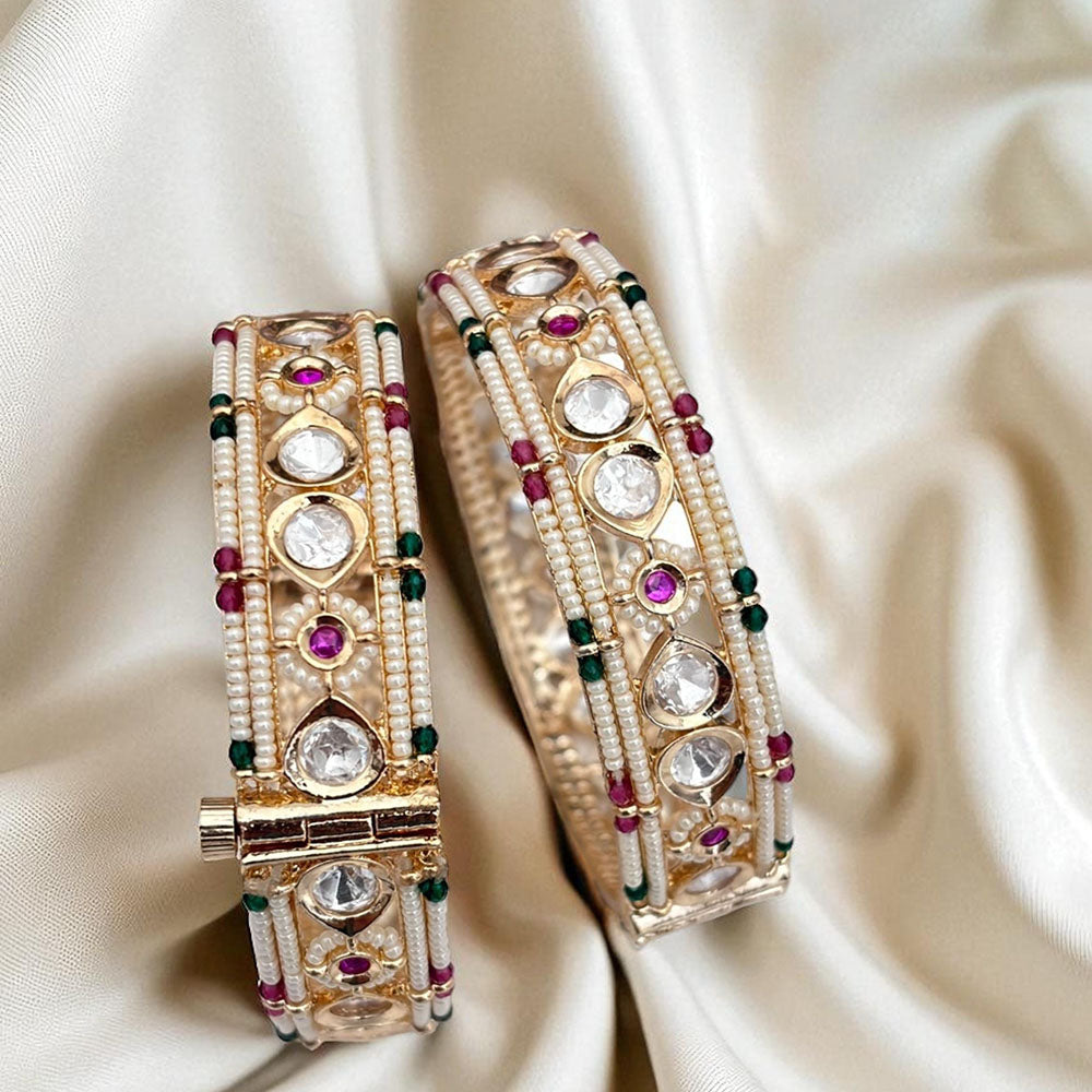 Jewel Addiction Wedding Glow Openable Bangles With Polki Kundan Touch