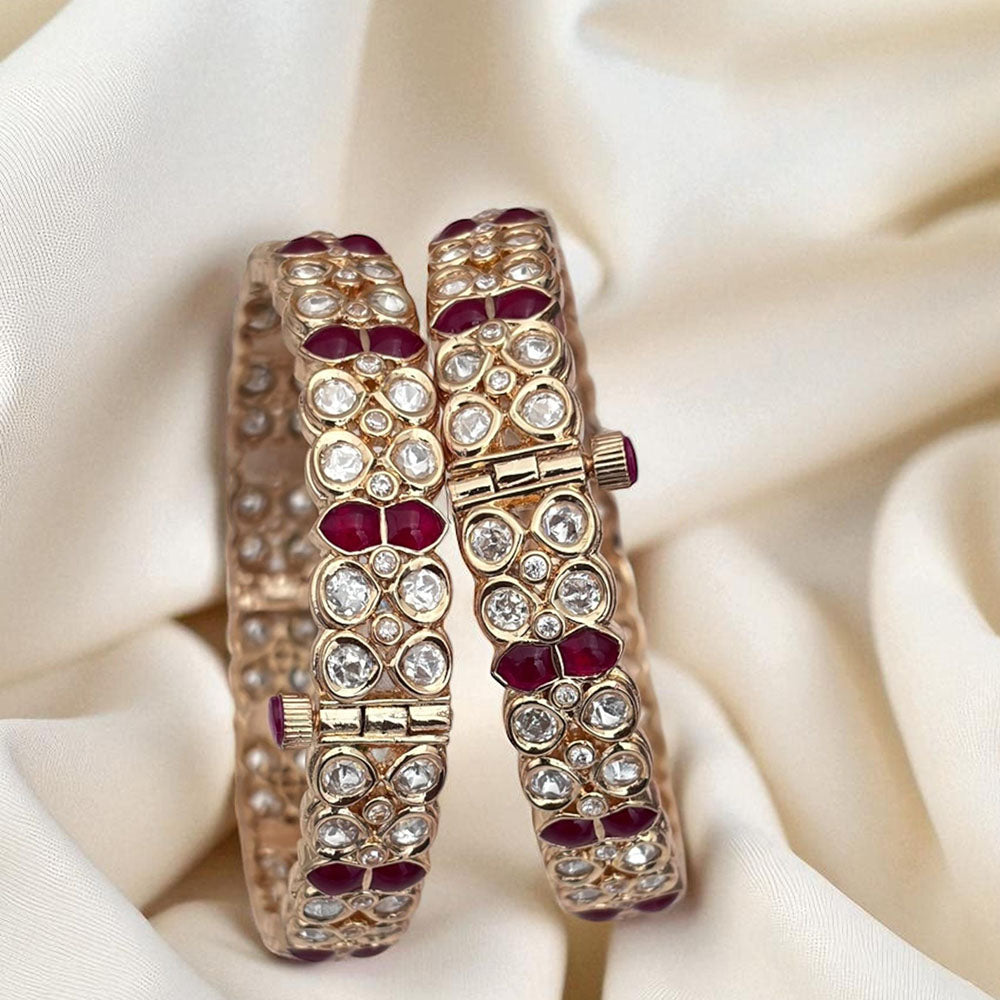 Jewel Addiction Wedding Glow Openable Bangles With Polki Kundan Touch