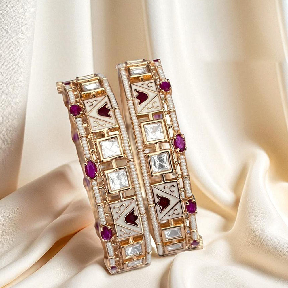 Jewel Addiction Wedding Glow Openable Bangles With Polki Kundan Touch