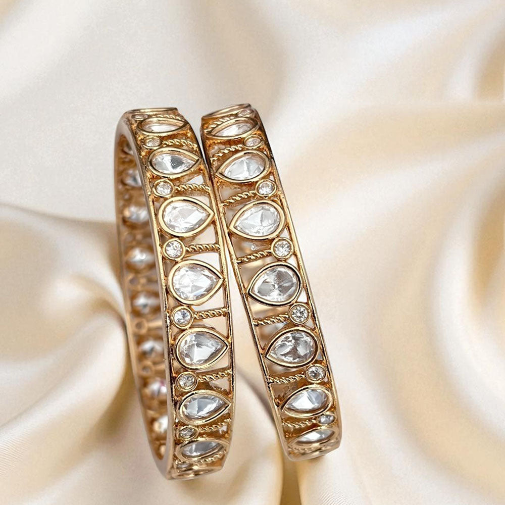 Jewel Addiction Wedding Glow Openable Bangles With Polki Kundan Touch