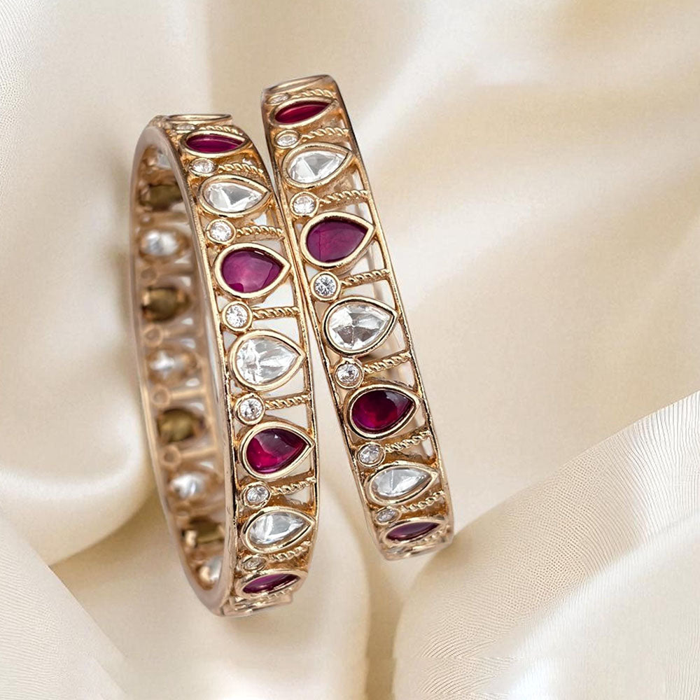 Jewel Addiction Wedding Glow Openable Bangles With Polki Kundan Touch