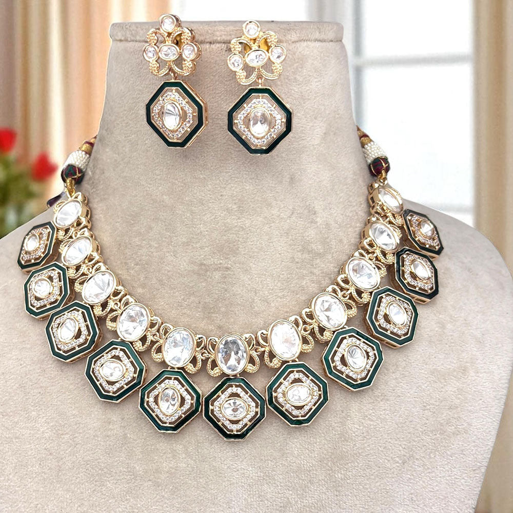 Jewel Addiction Regal Polki Kundan And Meenakari  Necklace Set