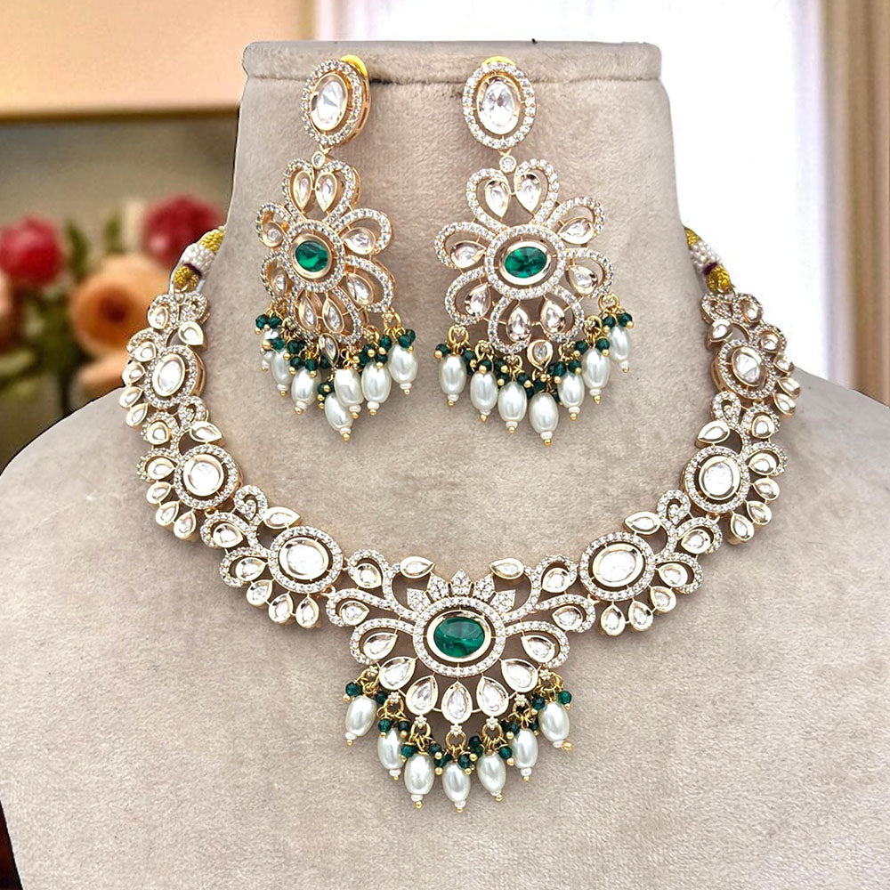 Jewel Addiction Elegant Polki Kundan Pearl And Beads Necklace Set