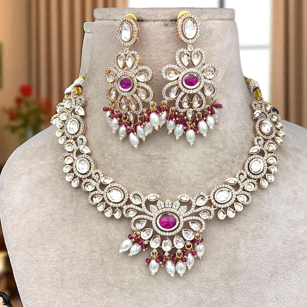Jewel Addiction Elegant Polki Kundan Pearl And Beads Necklace Set