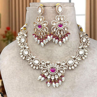 Jewel Addiction Elegant Polki Kundan Pearl And Beads Necklace Set