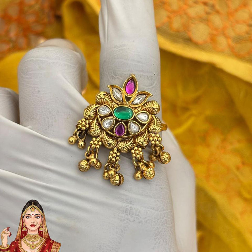 Jewel Addiction Designer Elegant Pota And Kundan Stone Ring