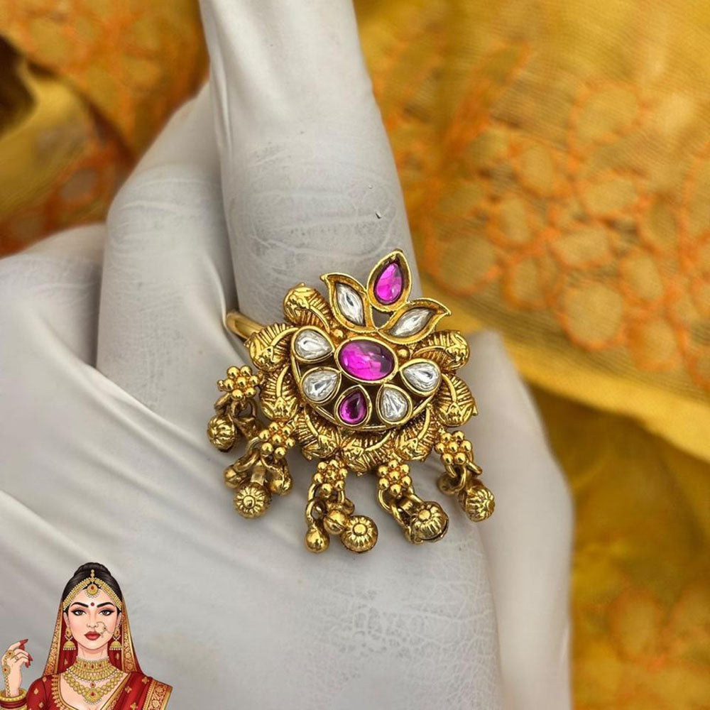 Jewel Addiction Designer Elegant Pota And Kundan Stone Ring