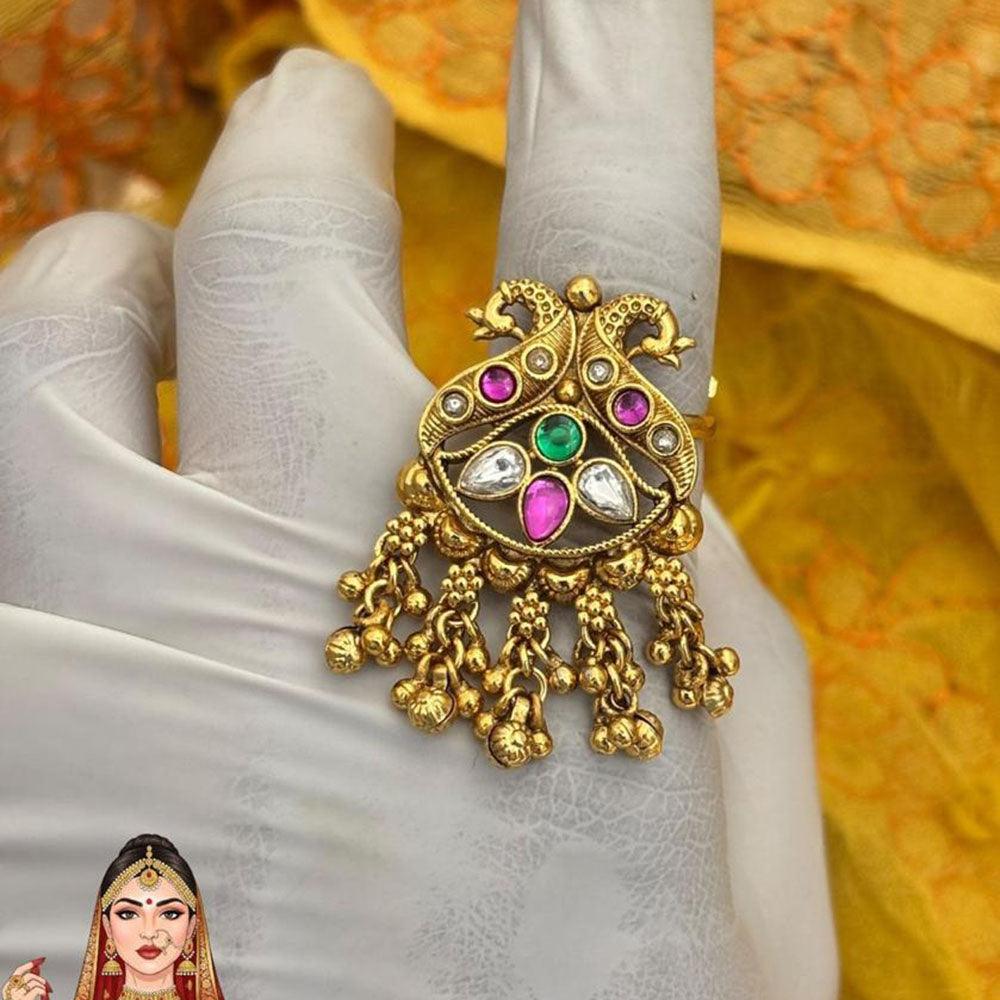 Jewel Addiction Designer Elegant Pota And Kundan Stone Ring