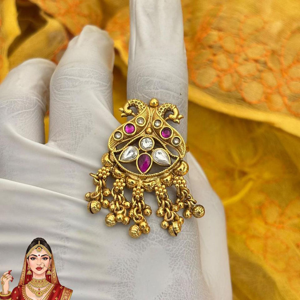 Jewel Addiction Designer Elegant Pota And Kundan Stone Ring