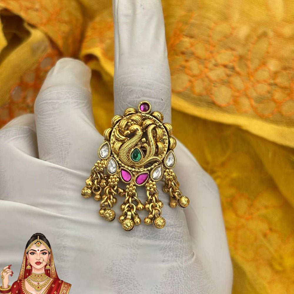 Jewel Addiction Ethnic Elegance Kundan Peacock Design Ring