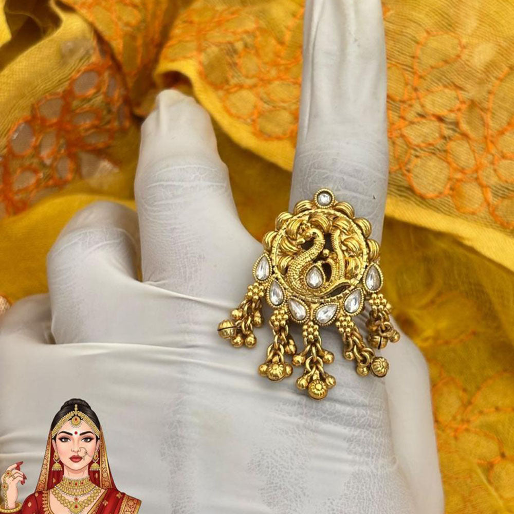 Jewel Addiction Ethnic Elegance Kundan Peacock Design Ring