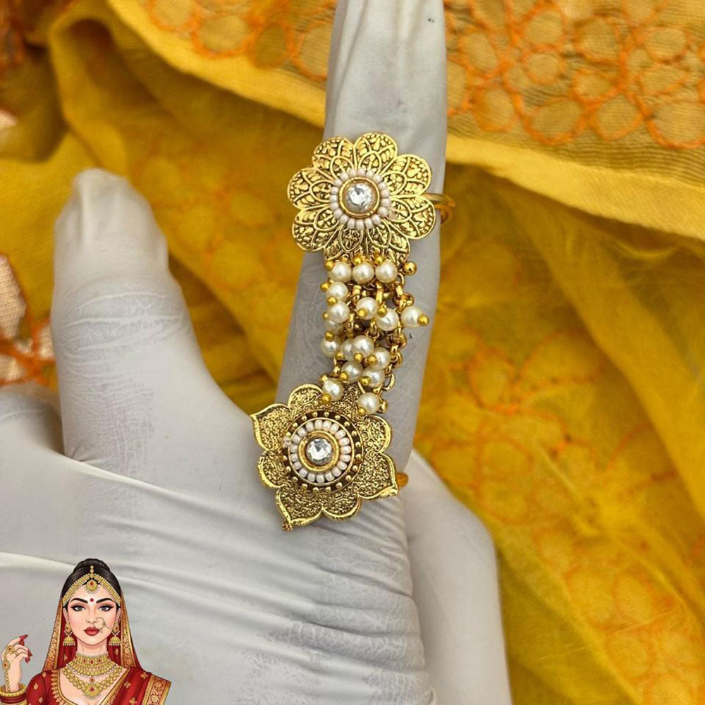Jewel Addiction Ethnic Elegance Kundan And Pearl Ring
