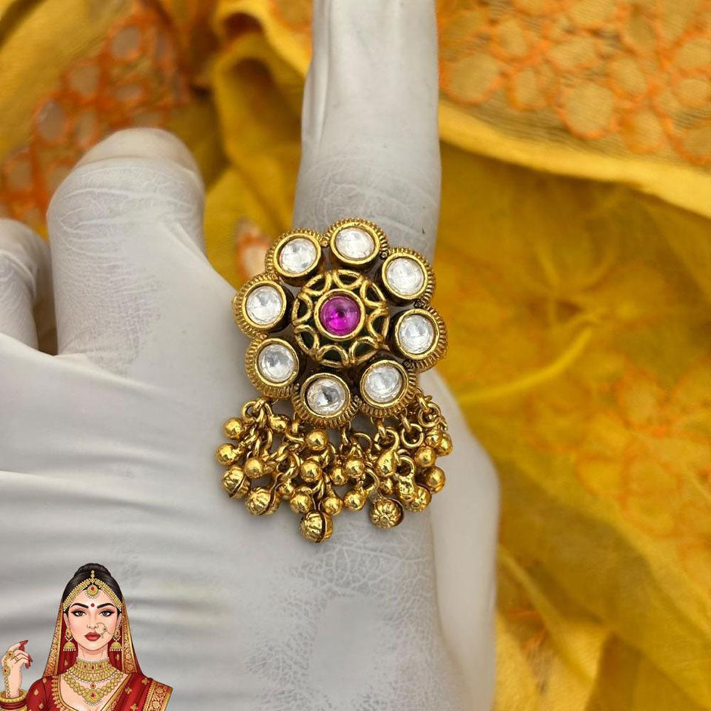 Jewel Addiction Designer Elegant Pota And Kundan Stone Ring