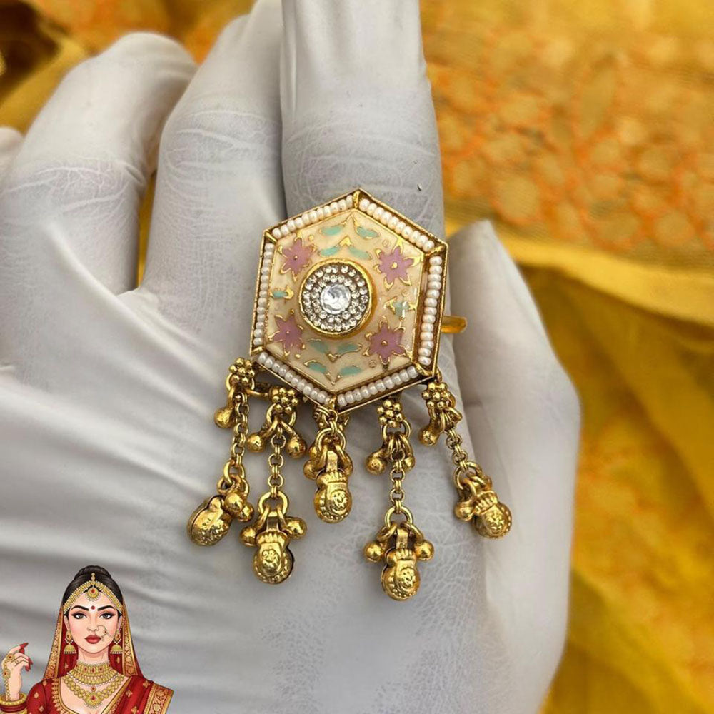 Jewel Addiction Ethnic Elegance Kundan And Pearl Ring