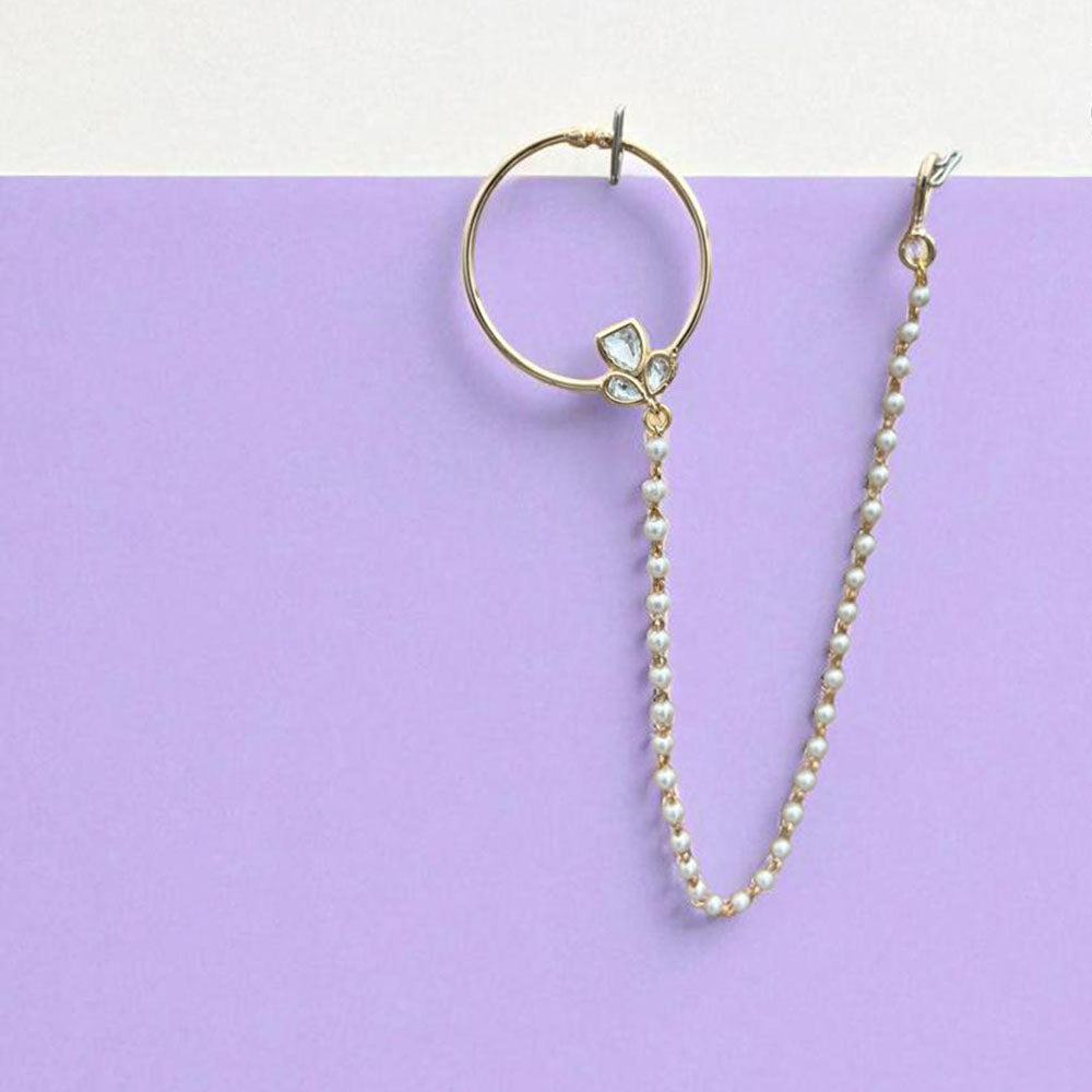 Jewel Addiction Anthic Kundan and Pearl Nath Nose Ring for Women & Girls