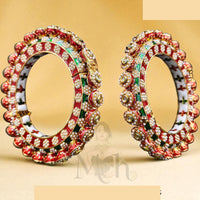 Jewel Addiction Sparkling Glow Kundan And Pearls Meenakari Bangles Set