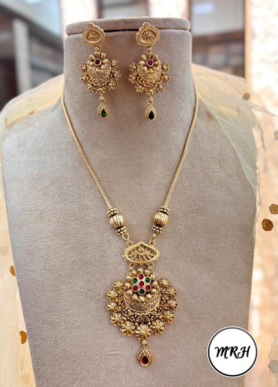 Jewel Addiction Exclusive Pota Stone Long Necklace Set with Ethnic Design and Statement Appeal