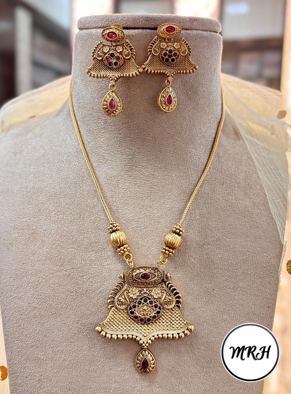 Jewel Addiction Exclusive Pota Stone Long Necklace Set with Ethnic Design and Statement Appeal